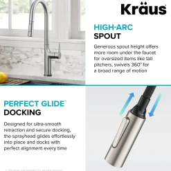 KRAUS Oletto Tall Modern Single-Handle Touch Activated with Pull Down Sprayer in Spot Free Stainless Steel