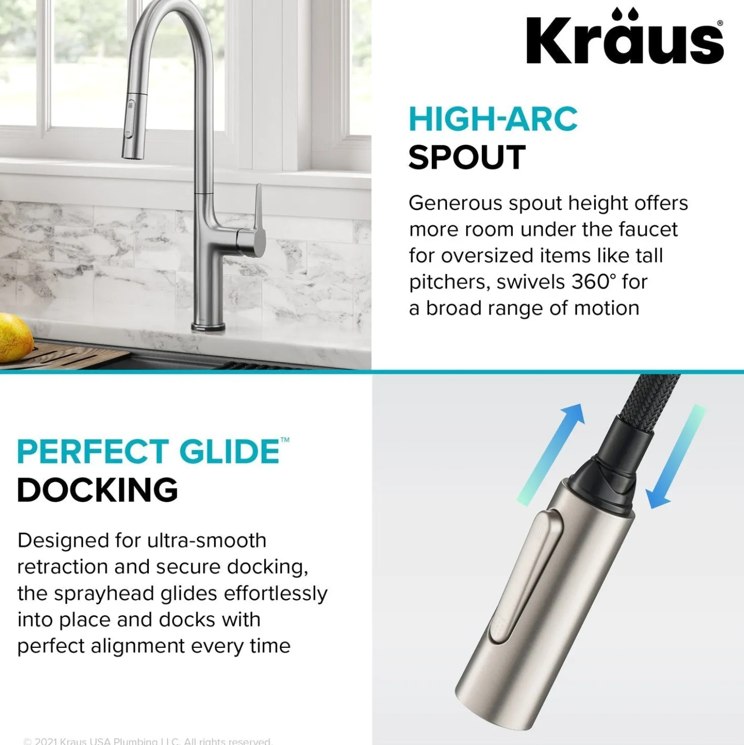KRAUS Oletto Tall Modern Single-Handle Touch Activated with Pull Down Sprayer in Spot Free Stainless Steel