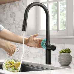 KRAUS Oletto Tall Modern Single-Handle Touch Activated with Pull Down Sprayer in Matte Black