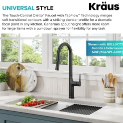 KRAUS Oletto Tall Modern Single-Handle Touch Activated with Pull Down Sprayer in Matte Black