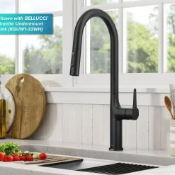 KRAUS Oletto Tall Modern Single-Handle Touch Activated with Pull Down Sprayer in Matte Black