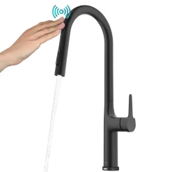 KRAUS Oletto Tall Modern Single-Handle Touch Activated with Pull Down Sprayer in Matte Black