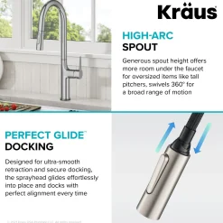 KRAUS Oletto Tall Modern Single-Handle Touch Activated with Pull Down Sprayer in Chrome