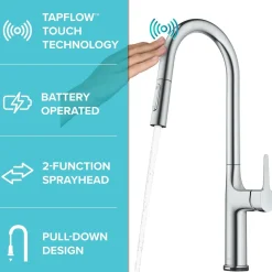 KRAUS Oletto Tall Modern Single-Handle Touch Activated with Pull Down Sprayer in Chrome