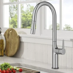 KRAUS Oletto Tall Modern Single-Handle Touch Activated with Pull Down Sprayer in Chrome
