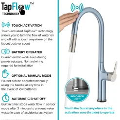 KRAUS Oletto Tall Modern Single-Handle Touch Activated with Pull Down Sprayer in Chrome