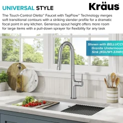 KRAUS Oletto Tall Modern Single-Handle Touch Activated with Pull Down Sprayer in Chrome