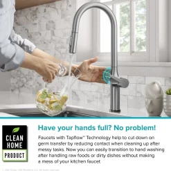 KRAUS Oletto Tall Modern Single-Handle Touch Activated with Pull Down Sprayer in Chrome