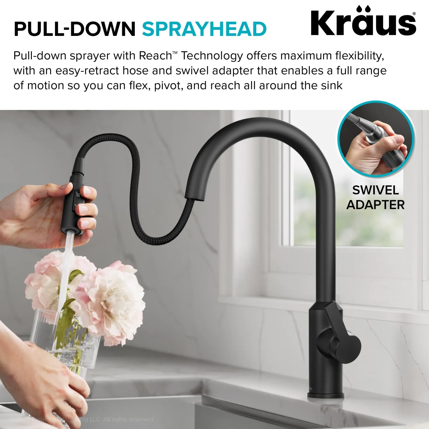 KRAUS Oletto Touchless Pull-Down Kitchen Faucet in Matte Black