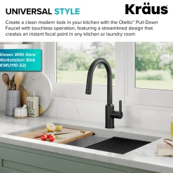 KRAUS Oletto Touchless Pull-Down Kitchen Faucet in Matte Black