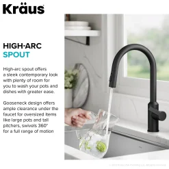 KRAUS Oletto Touchless Pull-Down Kitchen Faucet in Matte Black
