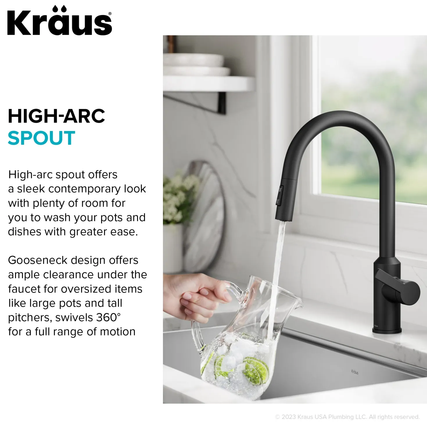 KRAUS Oletto Touchless Pull-Down Kitchen Faucet in Matte Black
