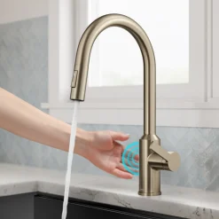 KRAUS Oletto Touchless Pull-Down Kitchen Faucet in Spot-Free Antique Champagne Bronze