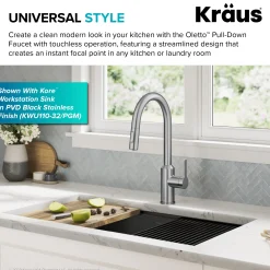 KRAUS Oletto Touchless Pull-Down Kitchen Faucet in Spot-Free Stainless Steel