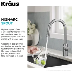 KRAUS Oletto Touchless Pull-Down Kitchen Faucet in Spot-Free Stainless Steel