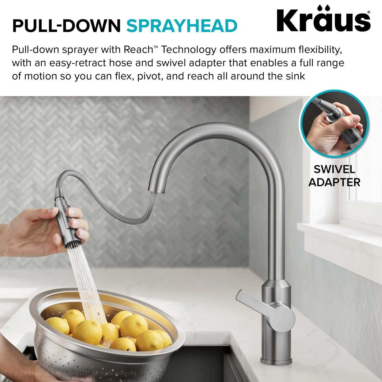 KRAUS Oletto Touchless Pull-Down Kitchen Faucet in Brushed Brass