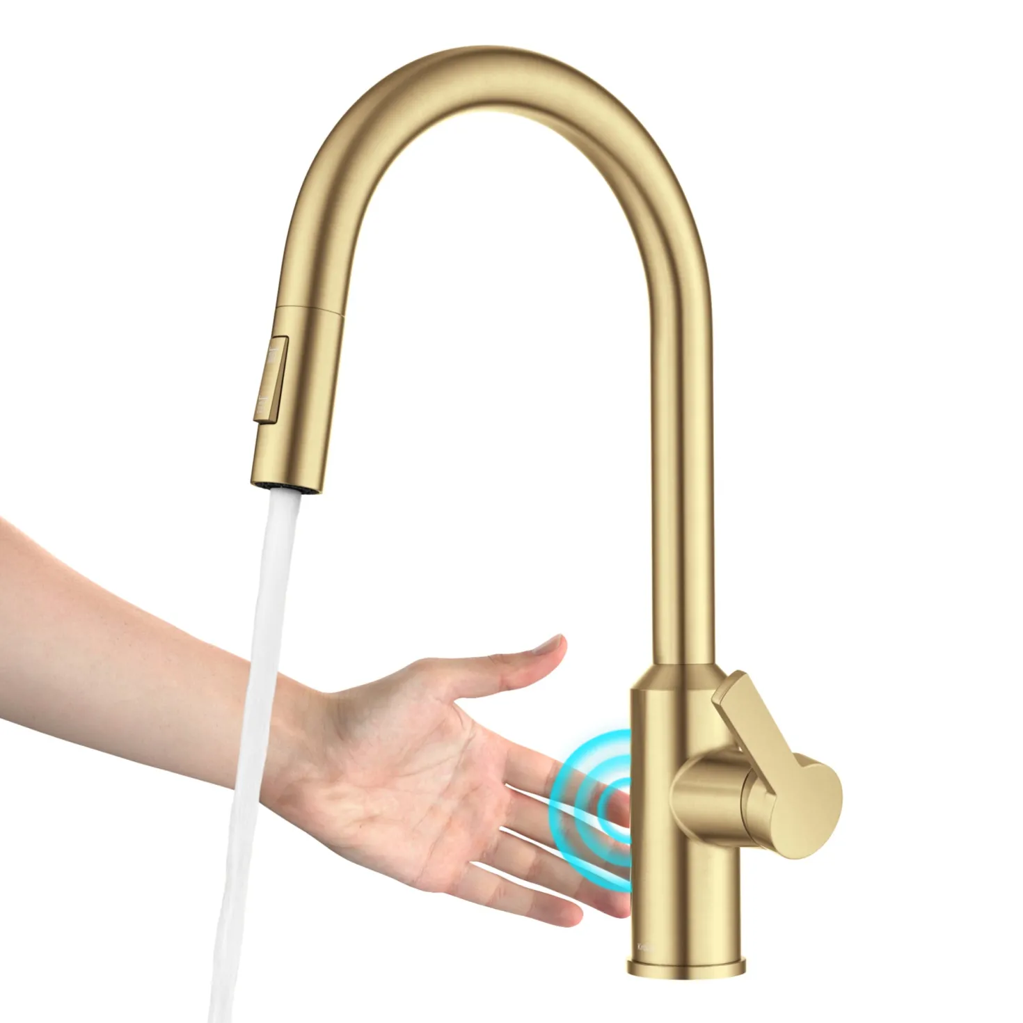 KRAUS Oletto Touchless Pull-Down Kitchen Faucet in Brushed Brass