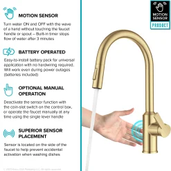 KRAUS Oletto Touchless Pull-Down Kitchen Faucet in Brushed Brass