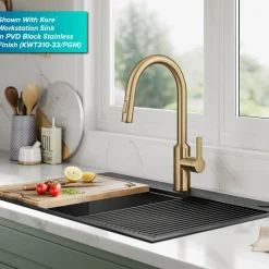 KRAUS Oletto Touchless Pull-Down Kitchen Faucet in Brushed Brass