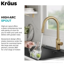 KRAUS Oletto Touchless Pull-Down Kitchen Faucet in Brushed Brass