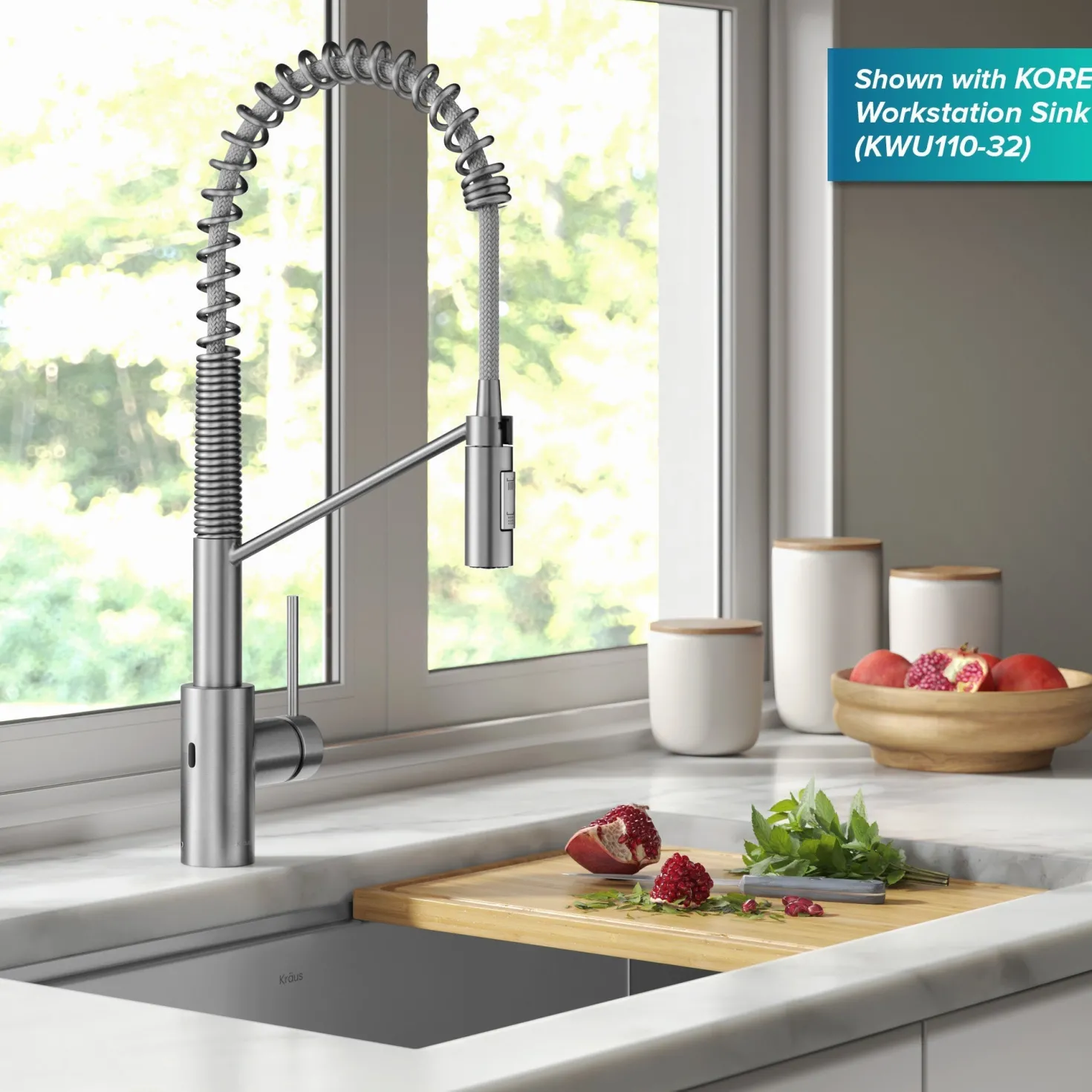 KRAUS Oletto Touchless Pull-Down Single Handle Faucet in Spot Free Stainless Steel