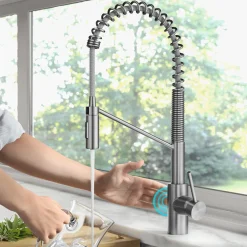 KRAUS Oletto Touchless Pull-Down Single Handle Faucet in Spot Free Stainless Steel