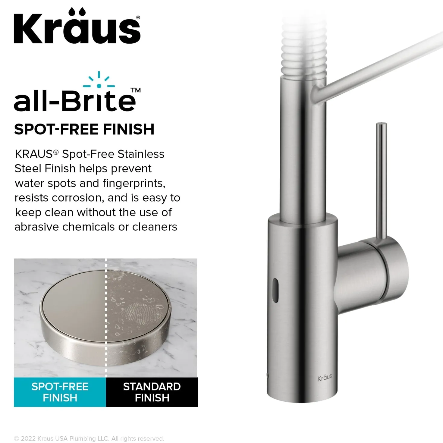 KRAUS Oletto Touchless Pull-Down Single Handle Faucet in Spot Free Stainless Steel
