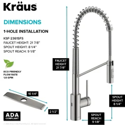 KRAUS Oletto Touchless Pull-Down Single Handle Faucet in Spot Free Stainless Steel