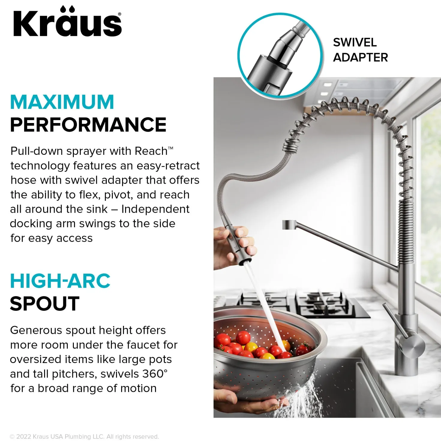 KRAUS Oletto Touchless Pull-Down Single Handle Faucet in Spot Free Stainless Steel