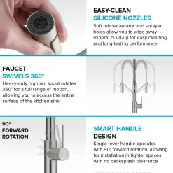 KRAUS Oletto Touchless Pull-Down Single Handle Faucet in Spot Free Stainless Steel