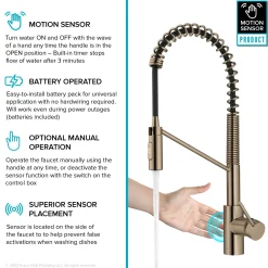 KRAUS Oletto Touchless Pull-Down Single Handle Faucet in Spot Free Antique Champagne Bronze