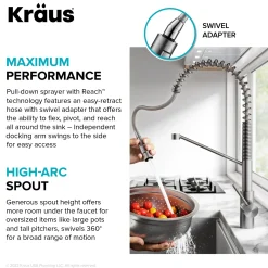 KRAUS Oletto Touchless Pull-Down Single Handle Faucet in Spot Free Antique Champagne Bronze