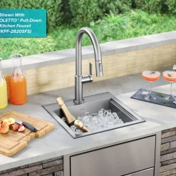 KRAUS 15" × 15" Outdoor T-316 Marine Grade Workstation Sink with Cutting Board | KWT321-15-316