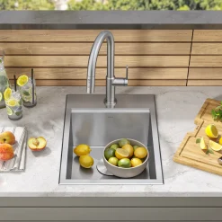 KRAUS 15" × 22" Outdoor T-316 Marine Grade Workstation Sink with Cutting Board | KWT311-15-316