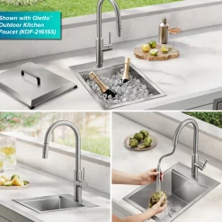 KRAUS 15" × 22" Outdoor T-316 Marine Grade Workstation Sink with Marine-Grade Lid | KCA-1801