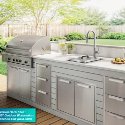 KRAUS 15" × 15" Outdoor T-316 Marine Grade Workstation Sink with Marine-Grade Lid | KCA-1800