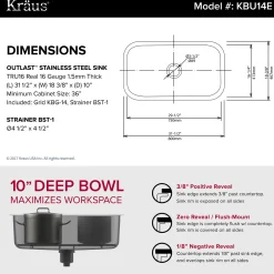 KRAUS Outlast MicroShield 16 Gauge Stainless Steel Undermount Kitchen Sink