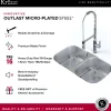 KRAUS Outlast MicroShield Scratch-Resist Stainless Steel Undermount 50/50 Double Bowl Sink, 32" 16 Gauge, Premier Series