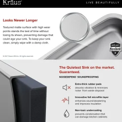 KRAUS Outlast MicroShield Scratch-Resist Stainless Steel Undermount 50/50 Double Bowl Sink, 32