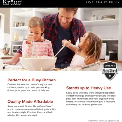 KRAUS Outlast MicroShield Scratch-Resist Stainless Steel Undermount 50/50 Double Bowl Sink, 32