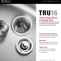 KRAUS Outlast MicroShield Scratch-Resist Stainless Steel Undermount 50/50 Double Bowl Sink, 32