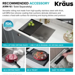 KRAUS Pax Zero-Radius 24" Undermount Single Bowl Stainless Steel Laundry Utility Sink