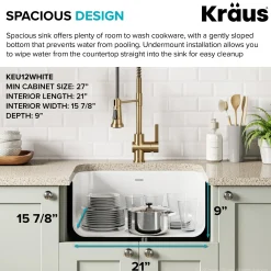 KRAUS Pintura 23" Enameled Stainless Steel Kitchen Sink in White