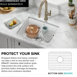 KRAUS Pintura 21" Undermount Enameled Single Bowl Kitchen Sink in White