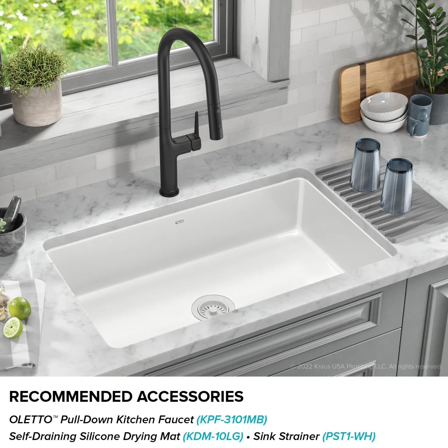 KRAUS Pintura 32" Undermount Porcelain Enameled Steel Kitchen Sink in White
