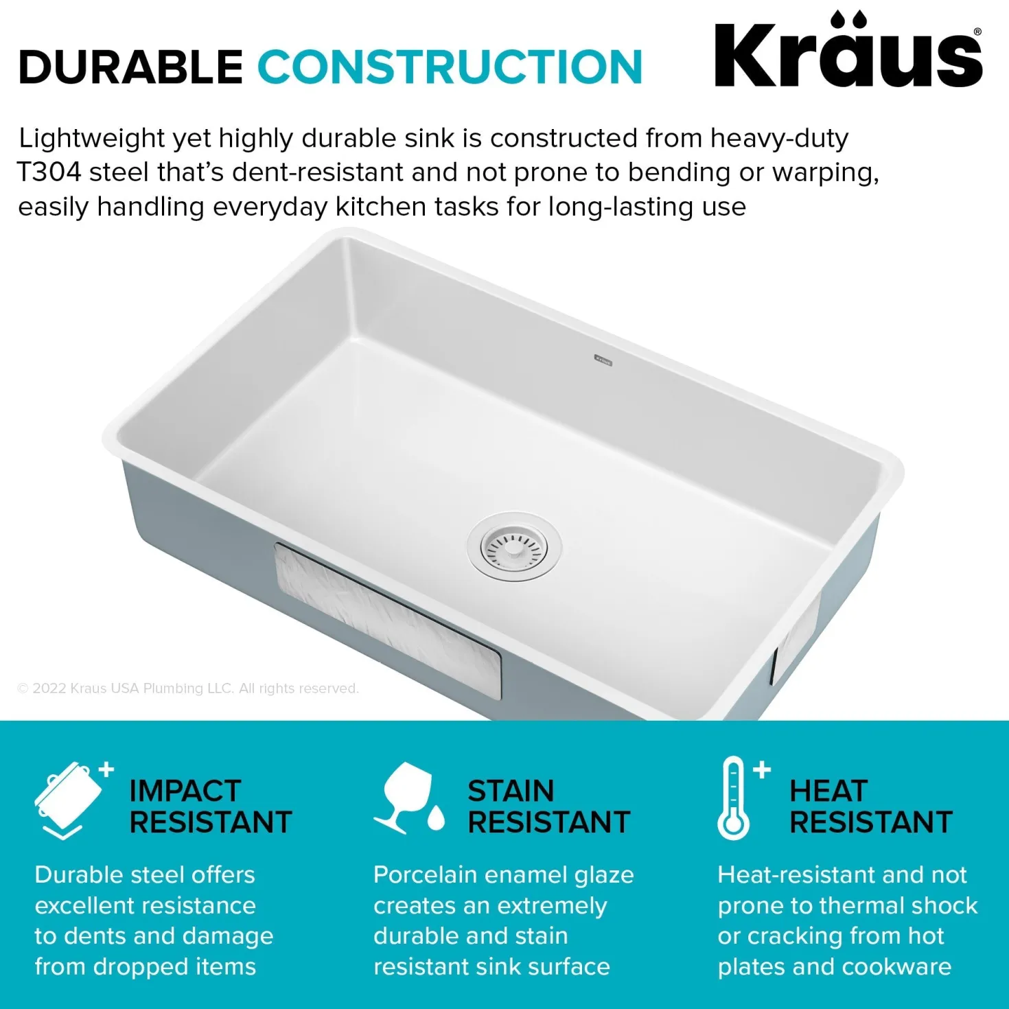 KRAUS Pintura 32" Undermount Porcelain Enameled Steel Kitchen Sink in White