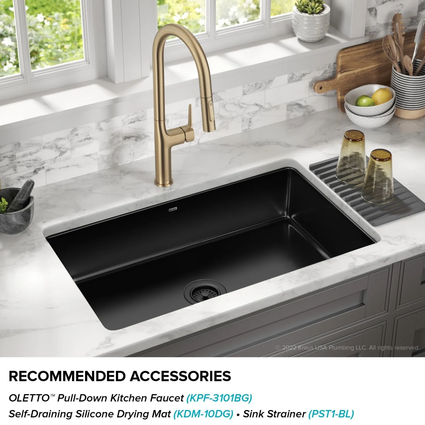 KRAUS Pintura 32" Undermount Porcelain Enameled Steel Kitchen Sink in Black