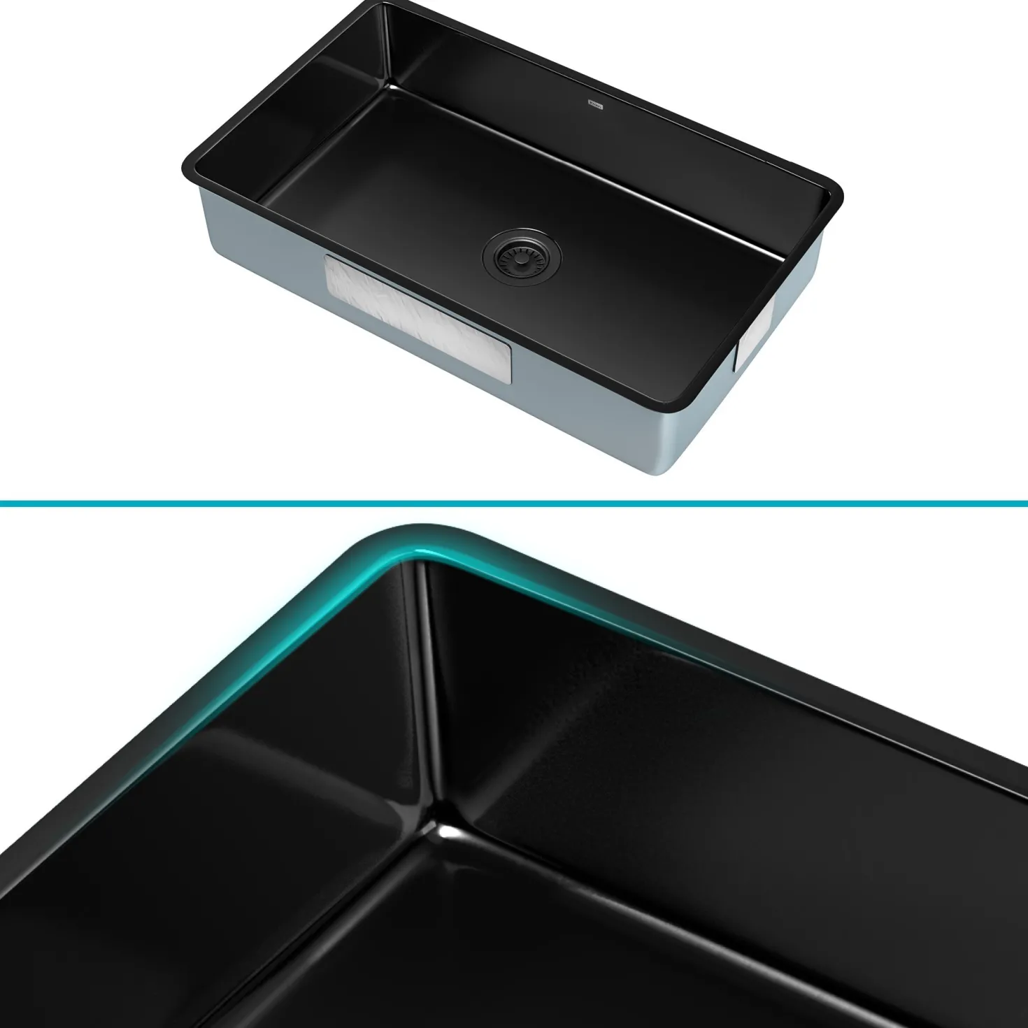 KRAUS Pintura 32" Undermount Porcelain Enameled Steel Kitchen Sink in Black