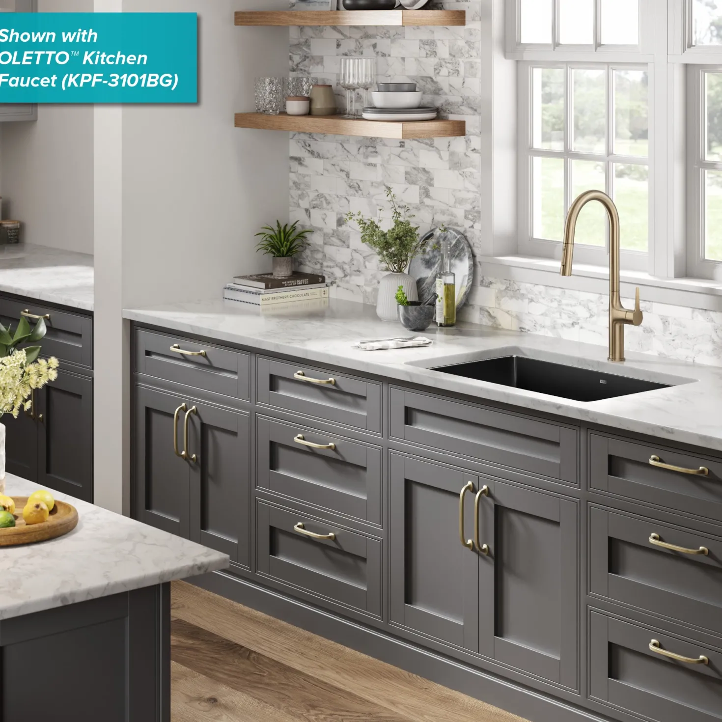 KRAUS Pintura 32" Undermount Porcelain Enameled Steel Kitchen Sink in Black