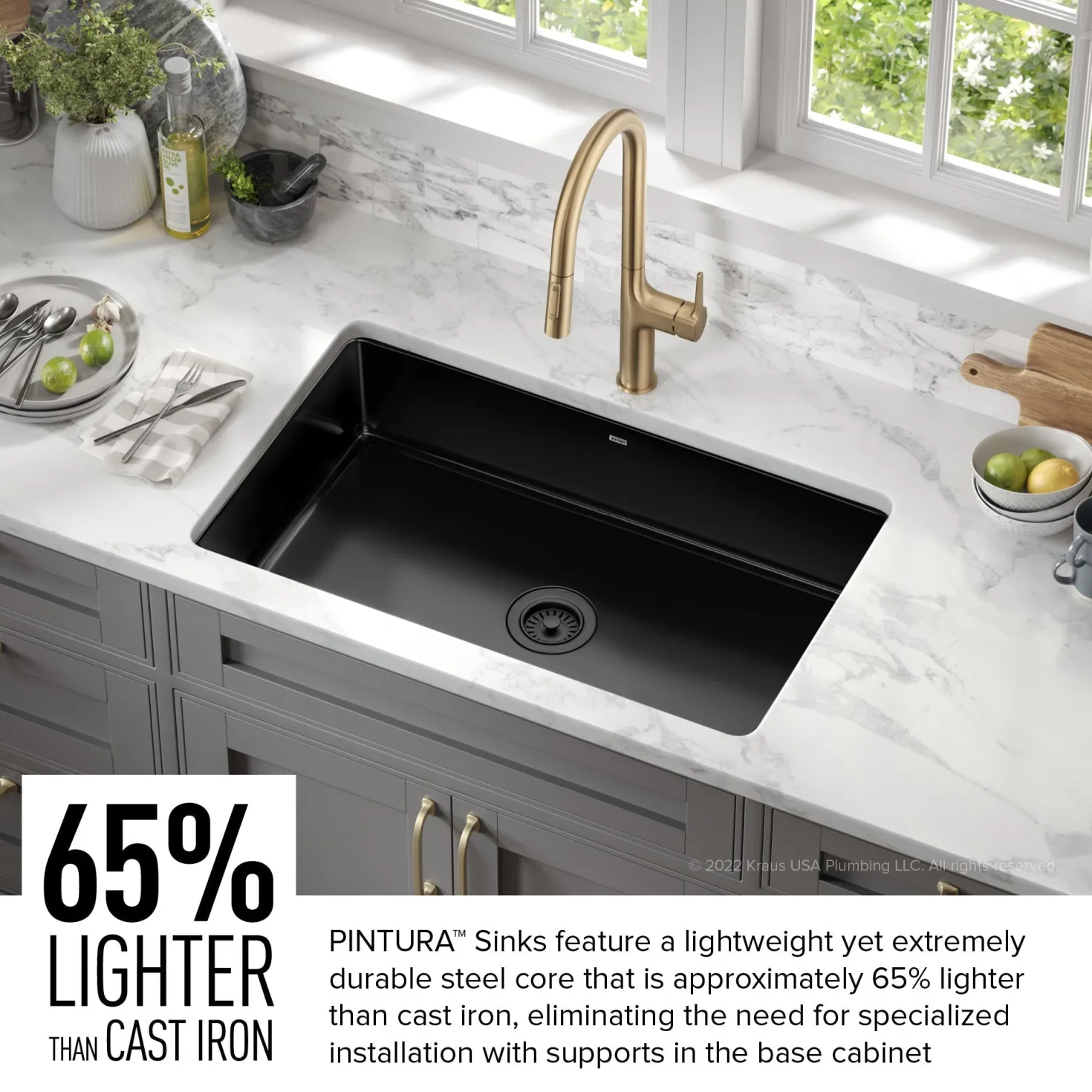 KRAUS Pintura 32" Undermount Porcelain Enameled Steel Kitchen Sink in Black